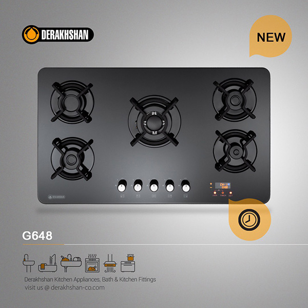 ‎گاز ‎شیشه ای مشکی حاشیه طلایی-پلوپزوسط ‎G648 ‎52*88 ‎درخشان